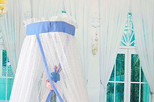 Redação de mosquito de cúpula pendurada Ruihome para Baby Cribs Palace Style Bursery Bed Canopy, decoração de renda azul