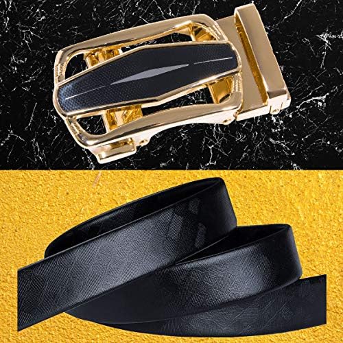 Cinturão de fivela dourada para homens, Yohowa Celra de Chave de Covilhão Automático Fu frugada Blackless para Jeans/Suje Caixa
