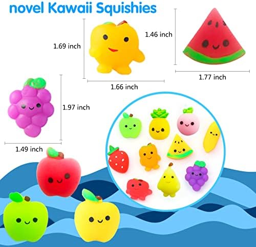 HSMQ 32PCS Mochi Squishy Toys Set for Kids, Mini Shishies Kawaii Fruit Squeeze pack fofo de alívio do estresse meninos meninos