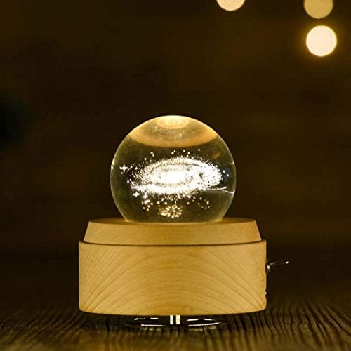 Moon Crystal Ball Night Night Wooden Music Box Caixa de música rotação criativa Aniversário Gift Hand Mecanismo Presente Melodious