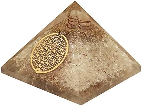 Sharvgun orgonita pirâmide clara quartzo pedra reiki chakra flor da vida Protecção de energia negativa Cura de cristal de cristal orgona pirâmide yoga meditação 65-75 mm