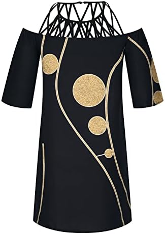 Vestidos de ombro frio para o decote cruzado feminino, vestido de camiseta de camiseta vintage vestido de túnica na comprimento