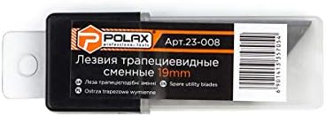 Polax Utility Knife Blades | 10-pacote | Para cortador de caixa retrátil | Lâmina trapezoidal 19 mm | Lâmina de aço de alto carbono