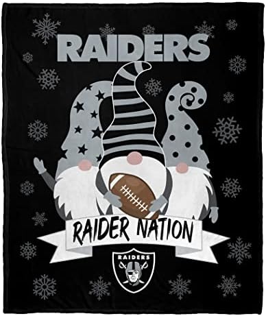 Northwest NFL Las Vegas Raiders Gnomie Love Silk Touch Throw Planta, cores da equipe, 50 x 60