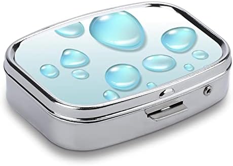 Dispensador de comprimidos Caixa de comprimidos de pílula de gotas de água azul Caixa de comprimido de metal para pílulas/vitamina/suplementos/óleo de peixe 2.2x1.6in