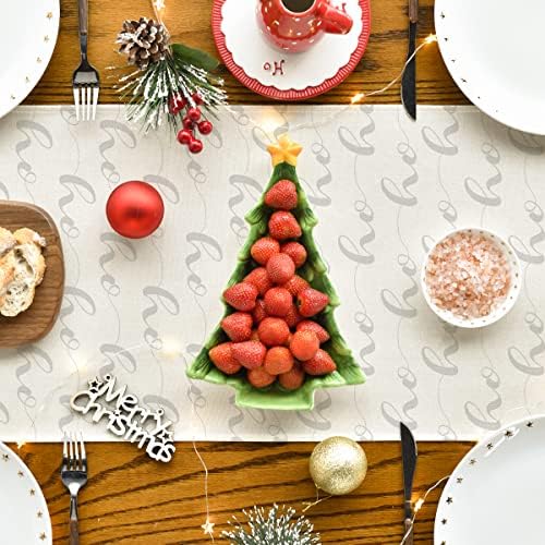 Modo Artóide Papai Noel Presentes Runner de mesa de Natal, Decoração sazonal de mesa de jantar de inverno para festa em casa ao ar livre 13x72 polegadas