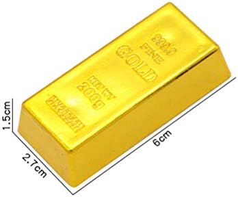 Nuobesty 2pcs Fake Gold bar de ouro falso réplica de tijolos de ouro de ouro barras de ouro decorações de barras de ouro realistas de barra de ouro de tijol