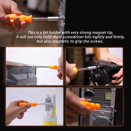 Porta de broca magnética de 1/4 de polegada, alça de chave de fenda para segurar pedaços e parafusos, alça sem deslizamento e chave de fenda de ponta de ímã forte.