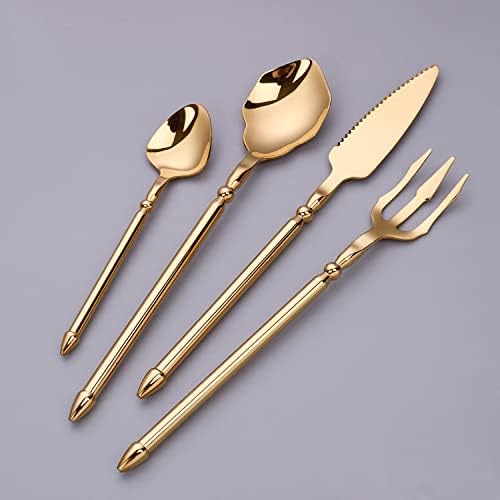 Conjunto de talheres de ouro de 64 peças, conjunto de talheres de aço inoxidável de 18/10 para 16 cutlestres de restaurantes de cozinha de casamento conjuntos de utensílios de utensílios incluem garfos e colheres de facões sobremesas