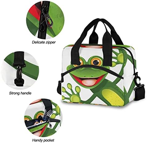 Allajas Funny Green Frog Lunches para mulheres lancheiras à prova de vazamentos com alça de lancho