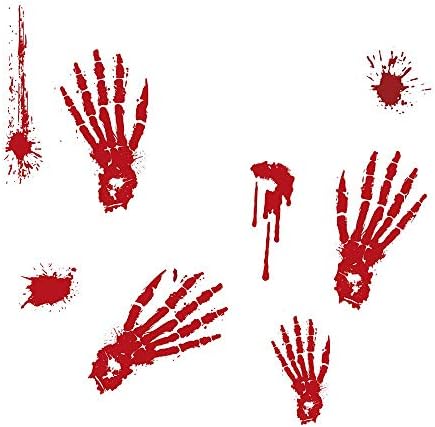Adesivos de janela sangrenta do Halloween doxishruky, impressões de mão e splats de sangue adesivo assustador para decoração de decoração de decoração de decoração de halloween decoração