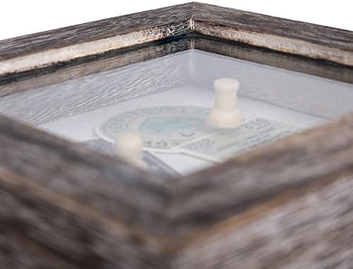 Caixa de sombra quadro 6x6, pequena caixa de sombra 4x4 Área de exibição com vidro, caixas de sombra quadradas exibem caixas de exibição para conchas de tíquetes de tíquetes antigos de conchas de insetos de taxidermia