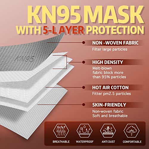Máscaras de face kn95 60pc para máscaras faciais adultas e de 5 bly descartáveis ​​KN95, máscara de segurança respirável