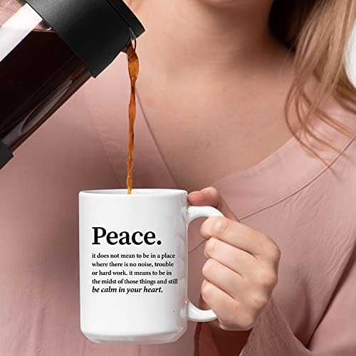 PanVola Paz Definição Caneca Seja Calma em seus presentes inspiradores do coração Presentes motivacionais para mulheres Inspirando citações de café cerâmica