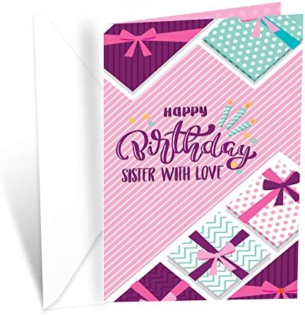 Cartão de aniversário Irmã com amor, Prime Saudings, Made in America, ações de cartões grossos e ecológicos com envelope premium 5in