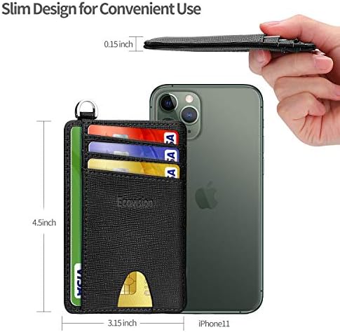 Carteira de bolso dianteiro minimalista e ecoVision Slim, carteira de cartão de crédito bloqueando RFID com marcha em D destacável para homens mulheres
