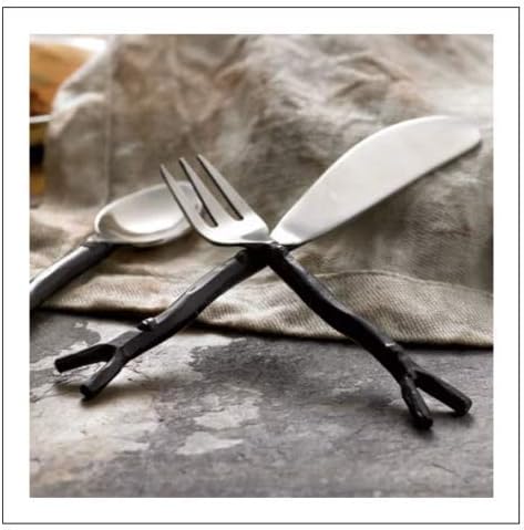 Fork para o garfo de filhas decorativas de ramificação de aço para a sobremesa preta e prata