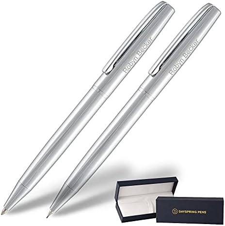Dayspring caneta richmond caneta e lápis em Chrome | Caneta de presente personalizada/gravada. Presente único com nome gravado ou mensagem de presente