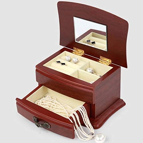 Jóias caixas de peito caixa de jóias de madeira de alta capacidade de dupla camada de mala com capa de armazenamento versátil de