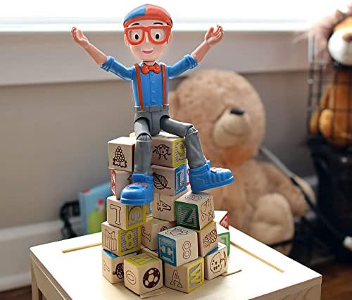 Figura Blippi Talking, brinquedo articulado de 9 polegadas com 8 sons e frases, figura posível inspirada no popular youtube edutainer