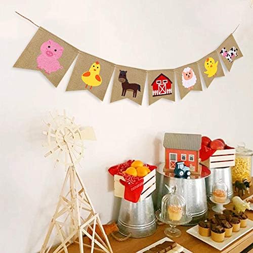 Fazenda Banner de Banner de Animais de fazenda Garland Farmhouse Holding Pennant Birthday Birthday Party Pré-Strung