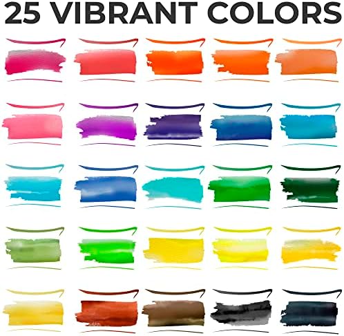 Crecas de escova de aquarela do artista Conjunto de 26 marcadores vibrantes com bônus 1 pincel de água caneta 25 cores Cores de nylon