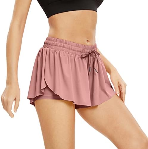 Flowy Shorts atléticos para mulheres Ginástica Yoga Running Biker Spandex Butterfly Saias de tênis