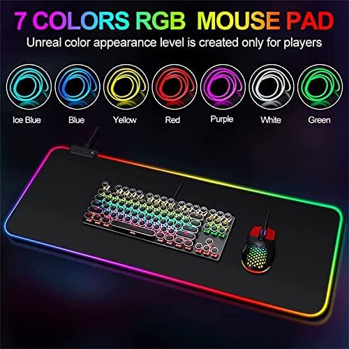 AtraTee Extended RGB Gaming Mouse Pad, tapete de mouse de jogos extra grande para jogador, tapete de teclado à prova d'água