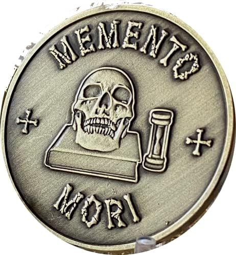 Memento Mori Medallion Skull Hourglass Lembre -se de que você deve morrer moeda