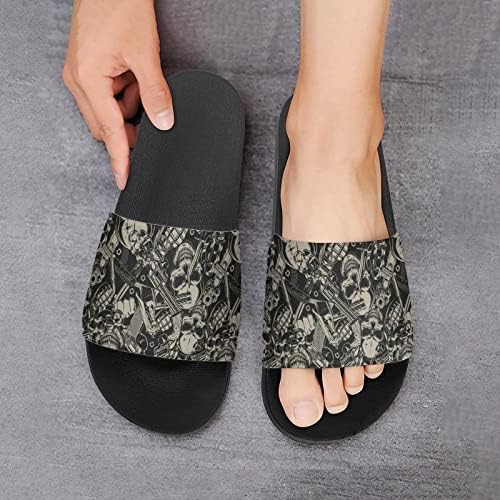 Gun monocromática criativa e crânio unissex pvc slide sandália aberta dos dedos dos pés para homens mulheres