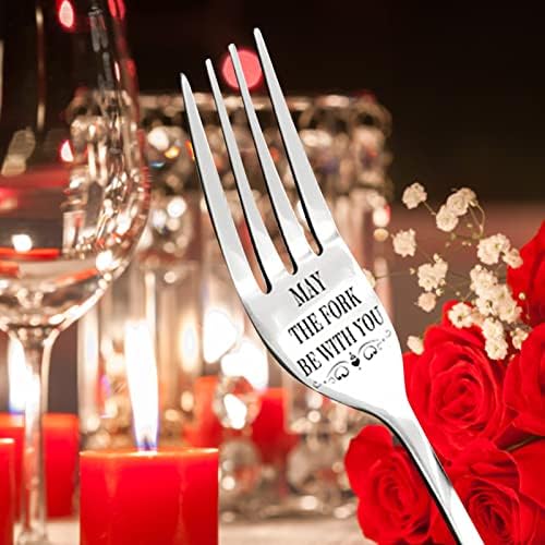 Gravura para a namorada de casal de garfo presente com utensílios de mesa e namorado gravado para garfo para cozinha maravilhosa ，