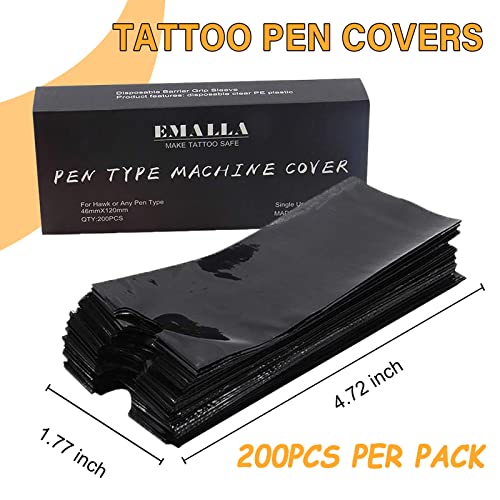 Tats de caneta de tatuagem com tatelas de fita de tatuagem - Tonbao 200pcs mangas de caneta de máquina de plástico com 10pcs