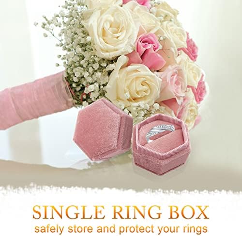 Caixa de anel de veludo Blmhtwo para cerimônia de casamento igual Hexagon Ring Box Caixa de anel de veludo Caixa de anel de veludo