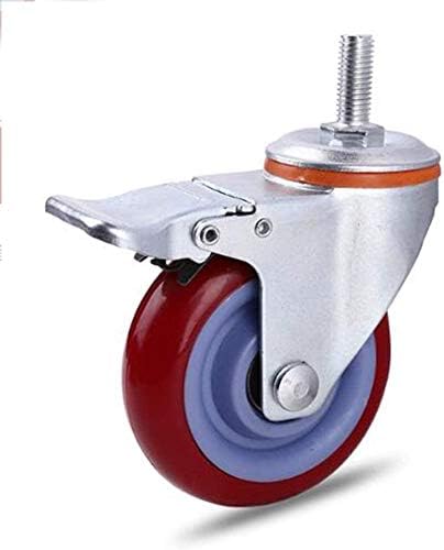 Haoktsb Caster Kit Conjunto de 4 rodas giratórias de giro industrial pesado com freios, piso de PVC, rolamento de esferas,