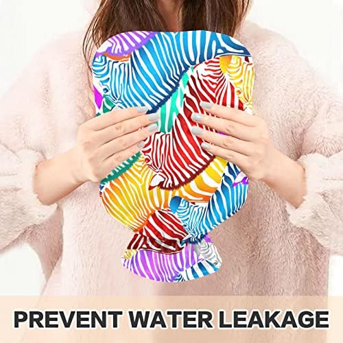 Garrafas de água quente com capa colorida zebra silvestra de água quente para alívio da dor, cólicas menstruais, garrafas de aquecimento