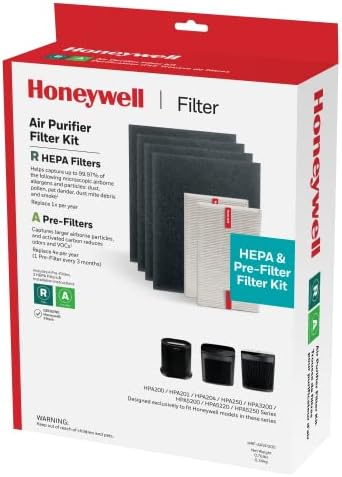 Kit de filtro de purificador de ar heneywell hepa-inclui 2 filtros de substituição Hepa R e 4 um carbono pré-filtros pré-cortados e hrf-a100 de purificador de ar filtro, 4 pacote de 4