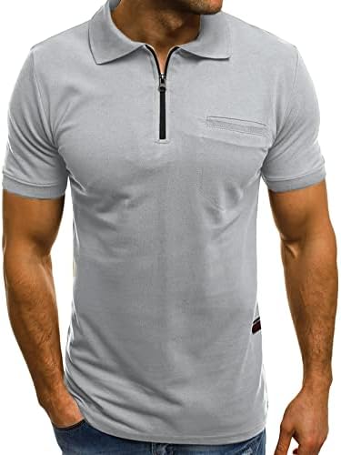Camisas pólo casuais para homens 2023 Verão Fit Fit Zipper Camisetas de golfe sólidas Manga curta