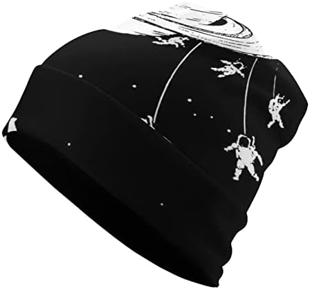 Baikutouan Space e Planet Print Feanie Hats for Men Mulheres com Capinha de Crânio de Design