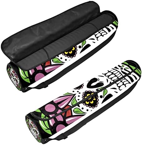 Ratgdn Yoga Mat Bag, Mexican Skull Exercício de ioga transportadora de tape