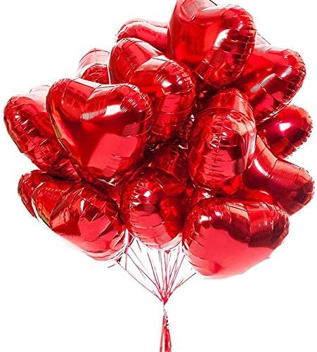 25pcs de forma de coração Mylar Balloons Red 18 para decorações de festas de aniversário do Dia dos Namorados, decoração