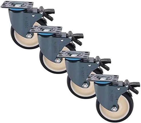 Rodas de mamona lumecube rodas pesadas de serviço pesado 300kg φ75mm/ 100mm/ 125mm, pacote 4-PU Móveis giratórios Caster com freios