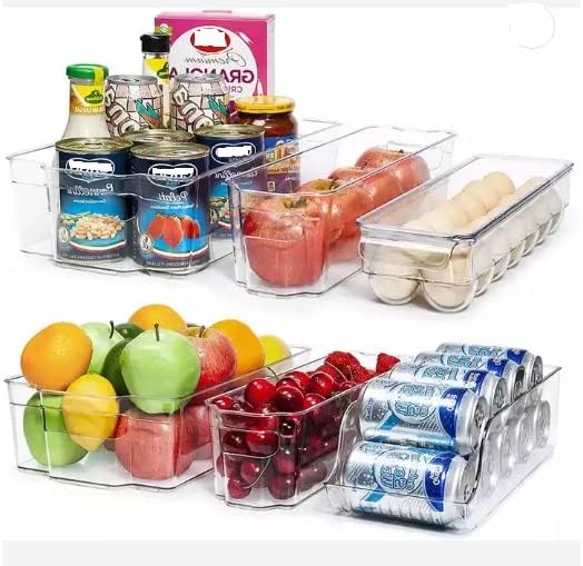 Ali Mar Fridge Bins e Bins Freezer Organizador de geladeira Os recipientes de armazenamento de alimentos empilháveis ​​organizadores