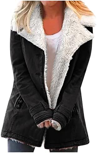 Casacos quentes de inverno feminino sherpa forra alinhada com capacho de capacho comprido com casaco com bolsos parka