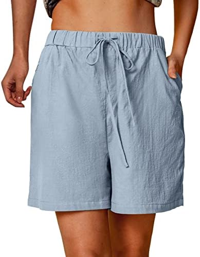 Miashui shorts femininos atléticos com bolsos cintura de algodão Mulheres elásticas de verão short casual shorts