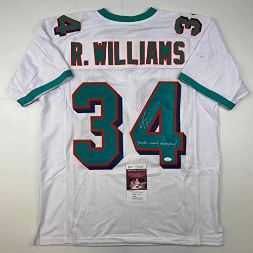 Autografado/assinado Ricky Williams fume maconha todos os dias inscritos Jersey de futebol branca de Miami JSA COA