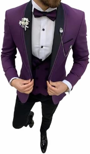 Tuxedo de smoking masculino 3 peças Slim Fit One Button Shawl Lapela Blazer Tuxedo para jantar de festa de casamento Prom
