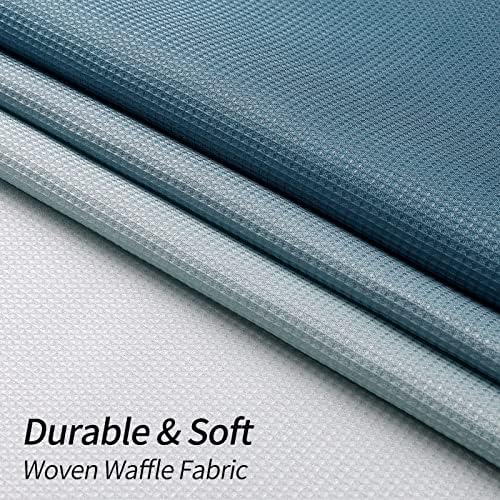 Conjunto de cortina de chuveiro de waffle azul mitovilla, cortinas de tecido de tecido de waffle moderno para decoração de banheiro de hotel azul branco, cortina de chuveiro de banheiro à prova d'água de ombre claro ombre, 72 x 72