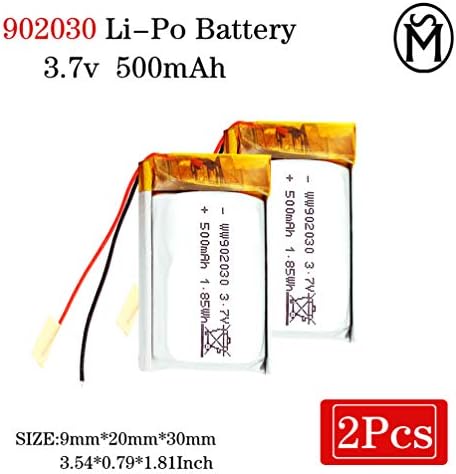 2-PACK 3,7V 500mAh 902030 Bateria de bateria LIPO Bateria de íons de polímero de lítio