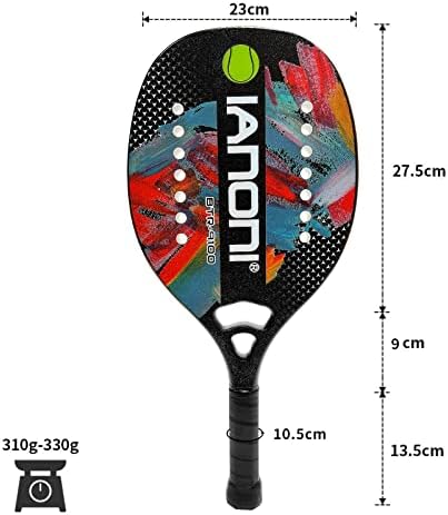 Raquete de tênis de praia de Ianoni, superfície da fibra de carbono com memória de memória de memória eva paddle de tênis de praia