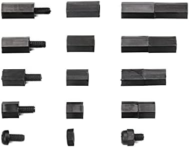 Nozes de nylon masculino preto fêmea Staneffs Staneffs Kit de sortimento com caixa （180pcs-m3）
